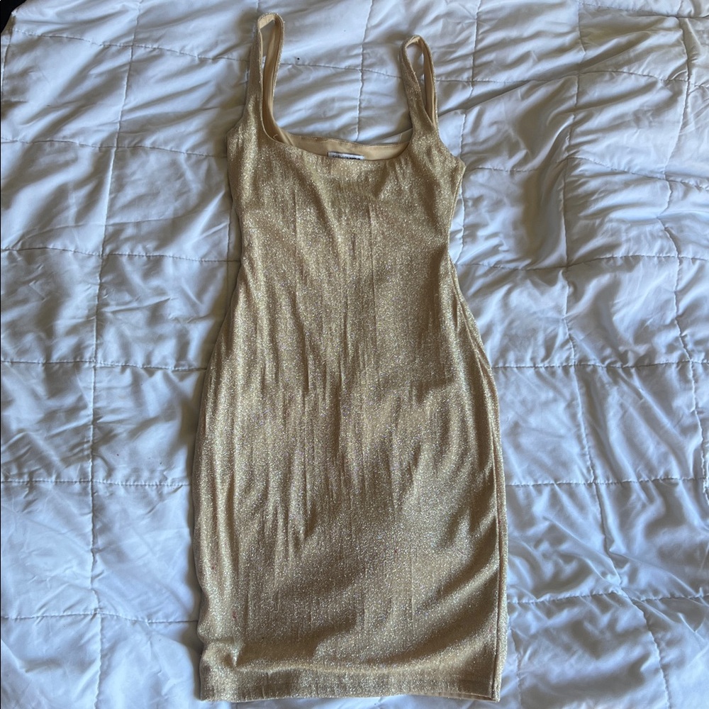 FASHION NOVA GOLD SHIMMER DRESS